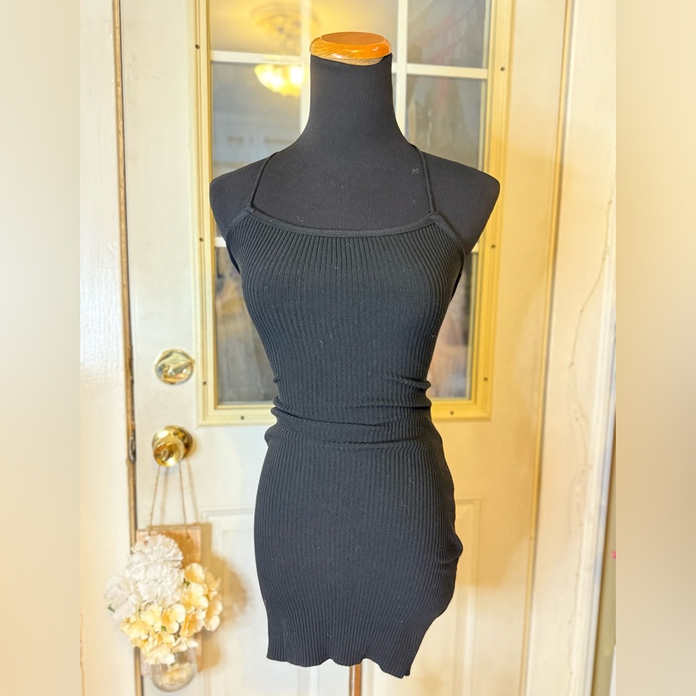 Windsor Black Ribbed Mini Dress